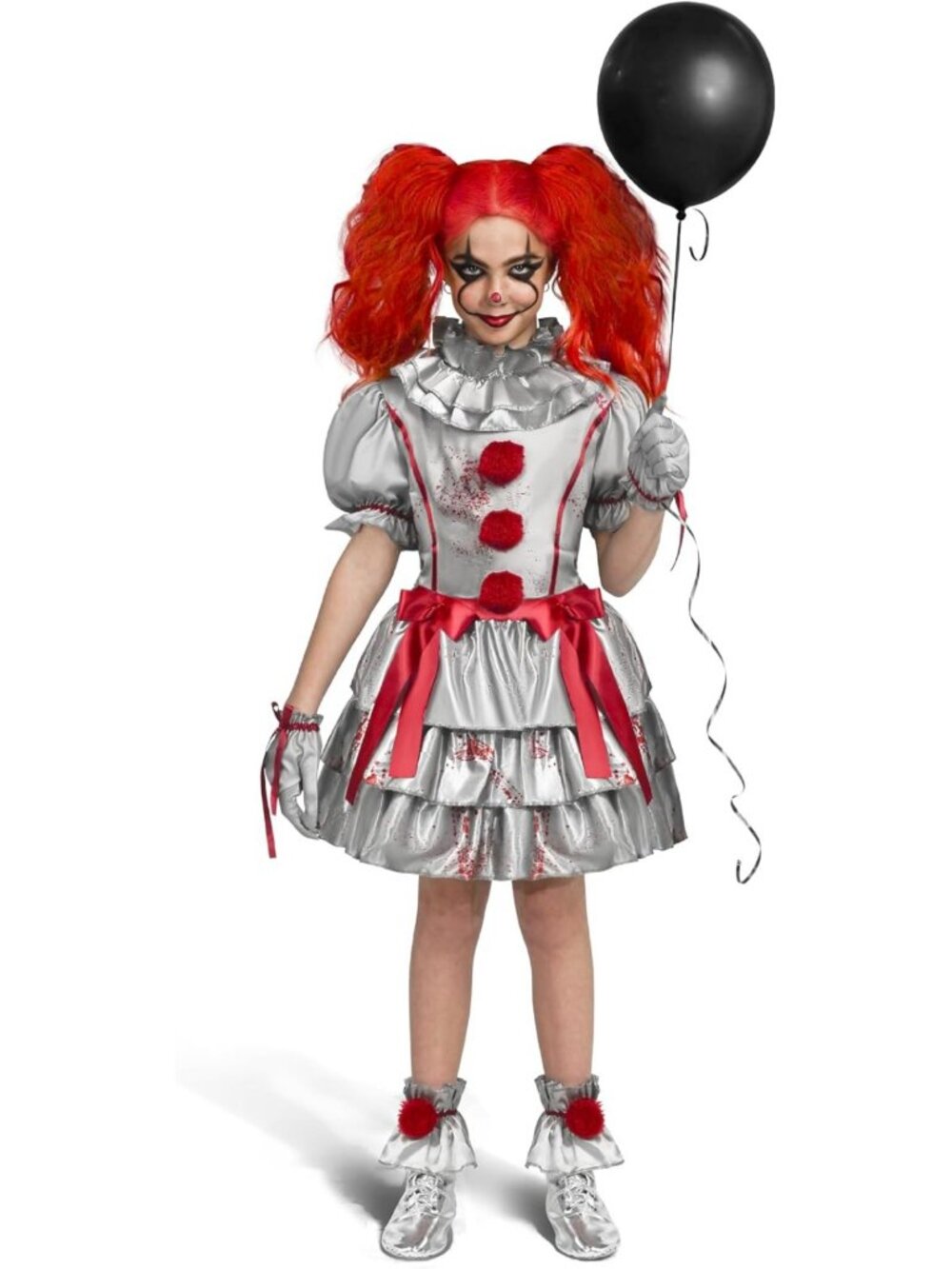 Girls Evil Clown Costume - Spooky Jester Dress for Halloween Fun & Parties